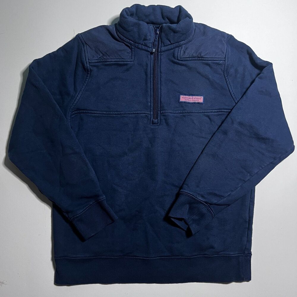 Vineyard Vines Shep Shirt Boys L 16 Navy Quarter Zip Pullover Fits Adult XS S